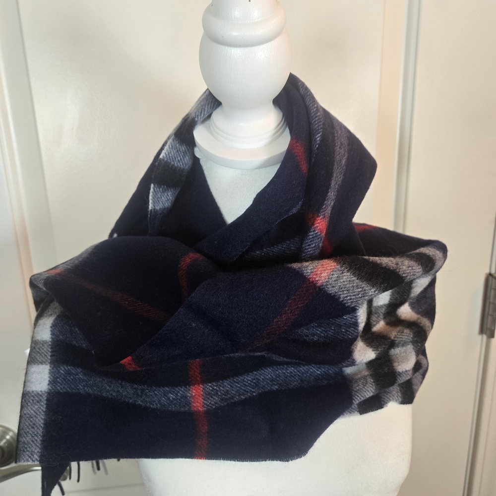 Burberry Navy and Red Checkered Scarf - Picture 5 of 6